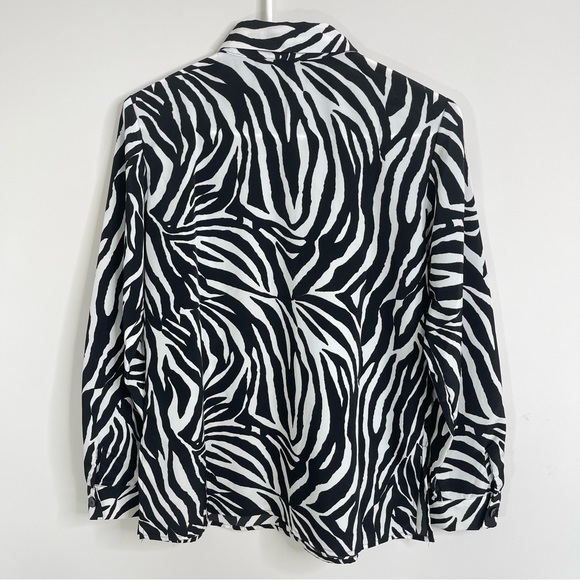 Susan Graver QVC Black & White All Over Zebra Print Button Up Shirt Blouse top - Picture 5 of 11